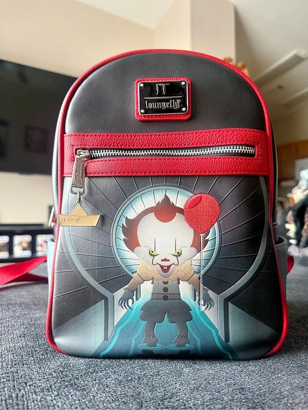 Loungefly IT Pennywise Mini Backpack Black & Red